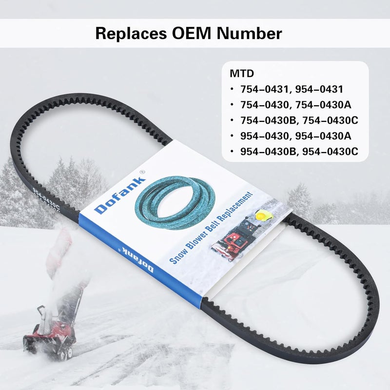Dofank 954-0430C Auger Belt Kevlar for MTD, Craftsman, Ryobi, Yard Man Snowblower, Replaces 754-0430, 754-0430A, 754-0430B, 754-0430C, 754-0431, 954-0430, 954-0430A, 954-0430B, 954-0431 - 3/8" x 35" - Image 4